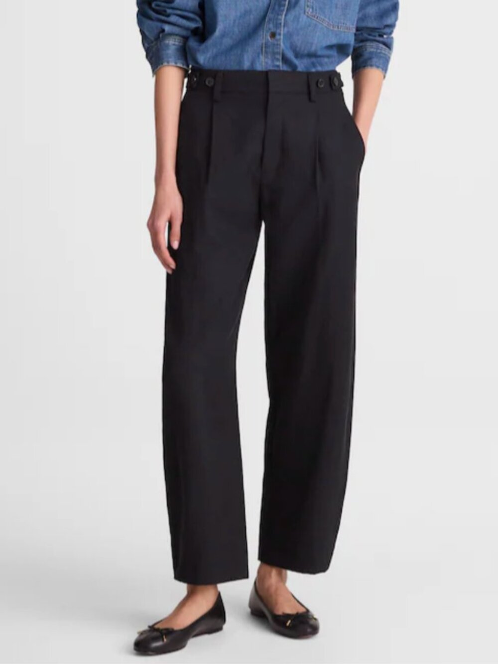 Madewell Short Barrel-Leg Pant in Drapey Twill